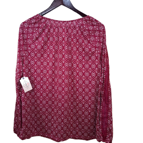 NWT ST Johns Bay| Red Boho Long Sleeve Top Size L - Picture 2 of 6